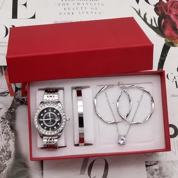Модные часы, ювелирный набор, женские роскошные брендовые часы с бриллиантами, женские элегантные часы со стразами, женские часы relogio feminino с коробкой