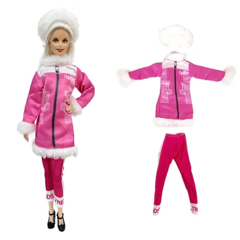 NK 1 комплект розовой дорожной одежды для милой куклы: белая шляпа + одежда + розовые штаны для куклы Барби, аксессуары для игрушек 