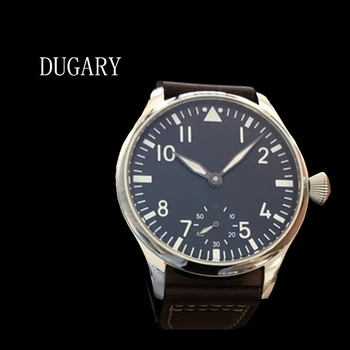 Механические часы пилота DUGARY С сильным светящимся сапфирово-черным циферблатом 42 мм Корпус стальной водонепроницаемый высококачественный механизм Seagull