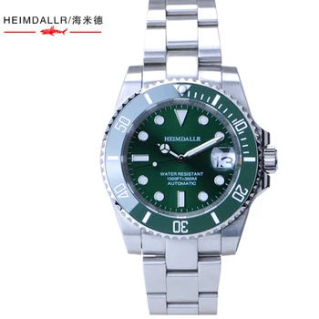 Мужские часы Heimdallr для подводного плавания Зеленый циферблат сапфирово-керамический безель NH35 Механизм с автоподзаводом 300 м Водонепроницаемость, светящийся