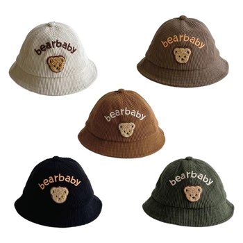 Детская кепка с большими полями, шляпа для бассейна, вышитый Медведь, Шляпа рыбака, солнцезащитный козырек для путешествий на открытом воздухе