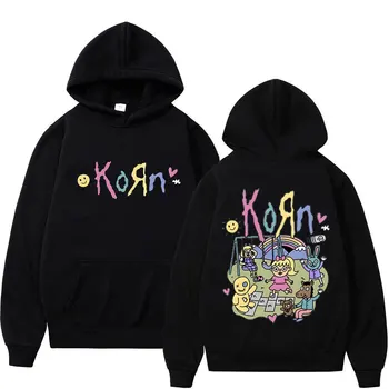 Горячая Распродажа Рок-Группа Korn Graphic Hoodie Мужчины Женщины Мода Y2k Стиль Толстовки С Капюшоном Уличный Тренд Хип-Хоп Негабаритные Пуловеры