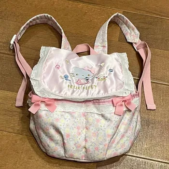 Рюкзак Hello Kitty Sanrio, женская сумочка с милым рисунком аниме Каваи, повседневная сумка через плечо, подарочная посылка для поездок на работу для милых девочек