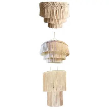 Абажур из макраме ручной работы, современный абажур в стиле бохо с кисточками, абажур для гостиной