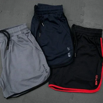 Мужские спортивные шорты Muscle Fitness из тонкой сетки, быстросохнущие Повседневные дышащие пляжные брюки для бега и тренировок