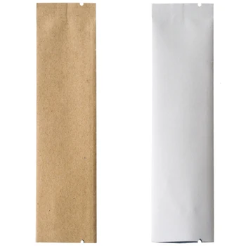 100шт 3x12 см Крафт-бумага Белый Пищевой порошок Кофе Плоские Пакеты для упаковки для хранения Алюминиевая фольга Майларовые Термосвариваемые пакеты с открытым верхом