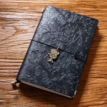 Оригинальный дорожный блокнот с резьбой в стиле ретро из воловьей кожи, ручной блокнот, канцелярские принадлежности, ручная книга, творческий дневник