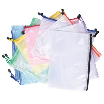16шт Сетчатая сумка на молнии для документов, водонепроницаемые папки на молнии, размер A4, для школьных канцелярских принадлежностей, дорожные сумки для хранения
