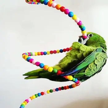 Деревянные игрушки Бусины Многоцветный Попугай Прыгающая клетка Птица Спиральная лестница Попугай