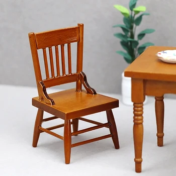 Миниатюрные деревянные стулья для кукольного домика 1: 12, стульчик для кормления, модель мебели для дома, декор, Игрушки, Аксессуары для кукольного домика
