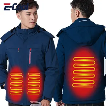 Мужская женская куртка с подогревом, ветровка, водонепроницаемая ветрозащитная одежда с капюшоном и подогревом, уличное электрическое отопление USB, теплое пальто, зима