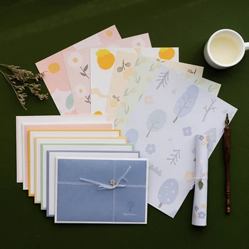Романтические маленькие Свежие цветочные конверты, набор блокнотов для писем, приглашение на свадьбу, художественное признание в любви, Корейские канцелярские принадлежности