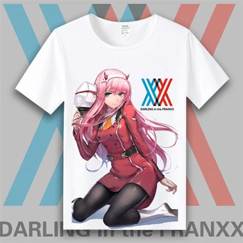 Летние футболки Аниме DARLING in the FRANXX, футболка для косплея Zero Two 02 Hiro 016, модная футболка унисекс с коротким рукавом