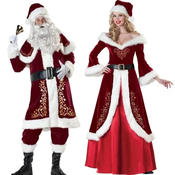 2023 Новая рождественская одежда с длинными рукавами, утолщенная одежда Санта-Клауса, одежда для взрослых пар, одежда для вечеринок