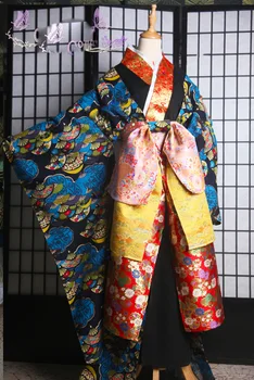 хорошее качество Японские кимоно xxxHolic Итихара Юко Косплей костюм Японской Гейши со шлейфом кимоно на Хэллоуин