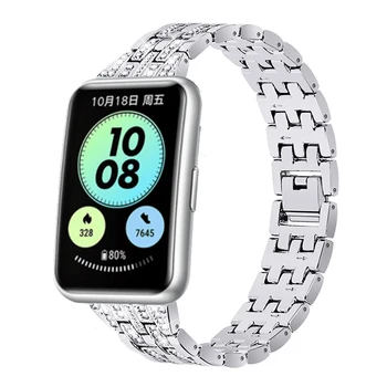 Бриллиантовый ремешок из нержавеющей стали для Huawei Watch Fit Smart Band, металлический браслет, браслеты для Huawei Watch Fit Watch Band Correas