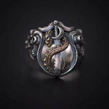 Персонализированное кольцо на указательный палец, Мужские Ювелирные Изделия, Регулируемое Модное Кольцо из серебра 925 пробы Для мужчин, Змеиный Дизайн, Аксессуары с полыми линиями