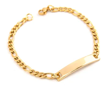 Diy браслет Женский мужской пустой ID-бар цепочка Figaro Мужские браслеты серебристо-золотого цвета из нержавеющей стали зеркальной полировки высокого качества