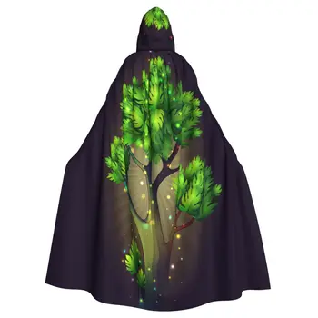 Волшебное Зеленое Дерево Взрослый Плащ Накидка с капюшоном Средневековый Костюм Ведьмы Викка Вампира Эльфа Пурим Карнавальная Вечеринка