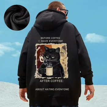 Свитер с капюшоном Мужской Модный бренд, большой размер M-8XL, мужской осенне-зимний стиль, плюшевый и толстый пуловер в стиле хип-хоп, куртка