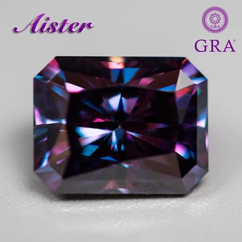Новый Королевский Фиолетовый Камень Муассанит Лучистой Огранки VVS1 Lab Diamond Gemstone Прошел Алмазный тест с Отчетом GRA