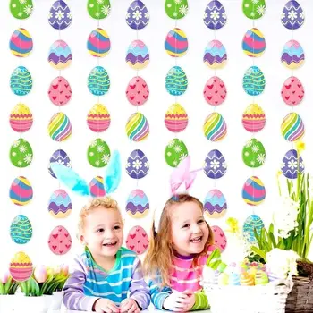 Подвеска на веревочке с разноцветными яйцами ручной работы, Новая Подвеска, украшение для Пасхальной вечеринки, Пасхальные подвески, подвеска-оберег из бумажного яйца