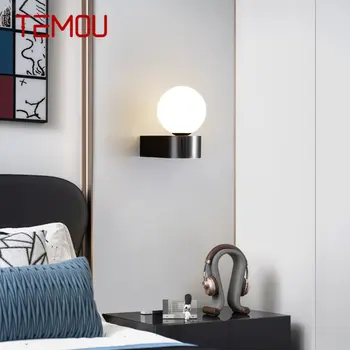 Современный Черный латунный светильник-бра TEMOU LED 3 цвета, просто креативный светильник рядом со светом для домашнего декора спальни