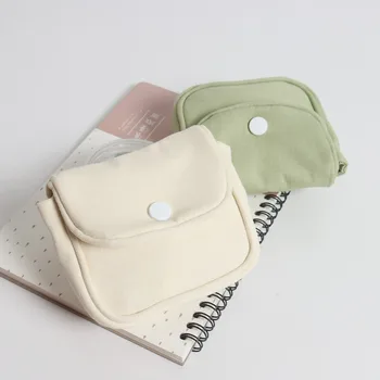 Бежевый/зеленый кошелек для монет, легкая хлопковая сумка для наушников, Портативный кошелек для наличных, однотонная сумка для рук, гарнитура, губная помада, косметичка для макияжа