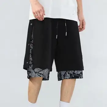 Мужские повседневные шорты Баскетбольные шорты Уличная одежда в стиле хип-хоп Harajuku с ретро принтом, нерегулярные свободные широкие шорты шорты мужские