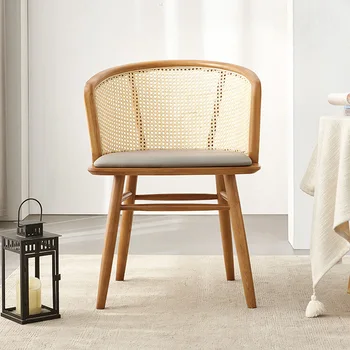 Жилые стулья из массива дерева Скандинавские обеденные стулья из домашнего ротанга ретро средневековые стулья со спинкой обеденные столы и стулья coffe