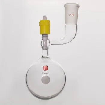 Сферическая бутылка для хранения растворителя SYNTHWARE, с боковым соединением, новый клапан из ПТФЭ с высоким вакуумом 8 мм, боросиликатное стекло, F46