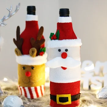 Новогоднее Рождественское Украшение, Рождественская крышка для бутылки вина, Санта-Клаус, Снеговик, сумки для бутылок вина, декор для обеденного стола, Подарки Navidad