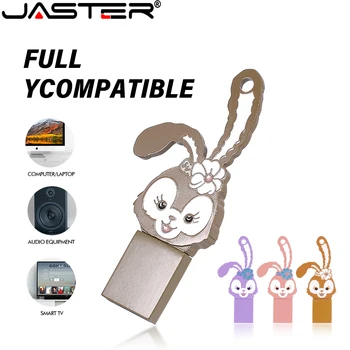 JASTER Новый USB 2.0 128 ГБ, Красивый Металлический U-диск с кроликом, 64 ГБ, флэш-накопитель, 32 ГБ, 16 ГБ, Водонепроницаемая флешка, бизнес-подарок