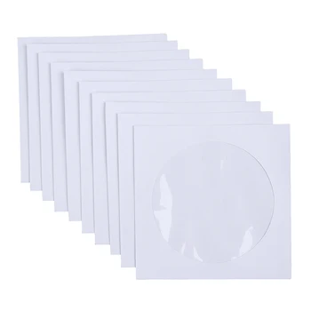 Конверты Для хранения, Прозрачная Витрина, Клапан, Белый Бумажный пакет в сложенном виде, 10/50 шт, Бумажные рукава для CD DVD-дисков 12,5 см