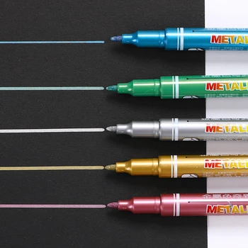 1 шт. Пластик, Металл, ткань, Цветная ручка для заметок, водонепроницаемая быстросохнущая Ручка для подписи, металлический Цветной Маркер для стекла.