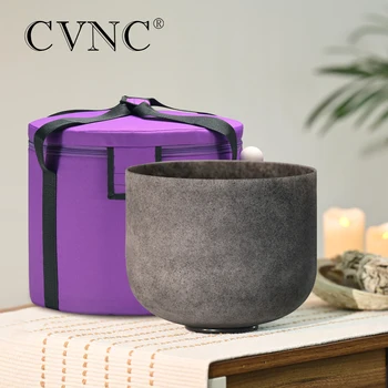 Чаша для поющей чакры CVNC из 8-дюймового сплава с драгоценным камнем обсидиан для исцеления звуком с бесплатной сумкой