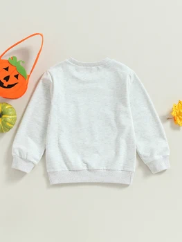 Детский костюм на Хэллоуин для маленьких девочек и мальчиков, Толстовка с длинными рукавами и принтом тыквы, пуловер с круглым вырезом, топы, рубашки, Осенняя одежда