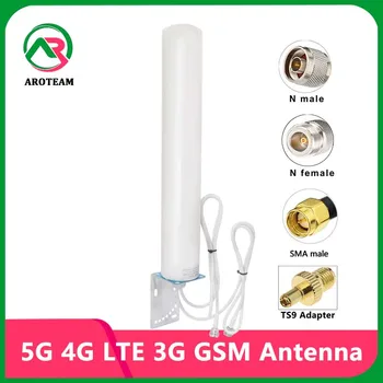 Двухкабельная 5G 4G LTE 3G GSM Полнодиапазонная Антенна с Высоким Коэффициентом Усиления 18 ДБ 600 ~ 4900 МГц Omni Наружная IP67 Водонепроницаемая Антенна Маршрутизатора С RPSMA N
