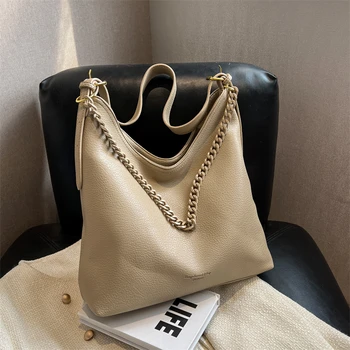 Новый Ретро дизайн элитного бренда, цепочка, женская кожаная сумка большой вместимости, сумка-тоут, женская сумочка, сумка-мессенджер для покупателей