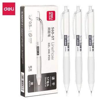 5шт Гелевые ручки Deli S60-ST черными чернилами 0,5 мм, школьные принадлежности для студентов, канцелярские принадлежности