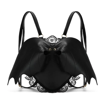 Рюкзак с летучей мышью на Хэллоуин, Черный рюкзак с летучей мышью Ангела Демона, сумка с индивидуальным дизайном в готическом стиле, женский модный Универсальный рюкзак