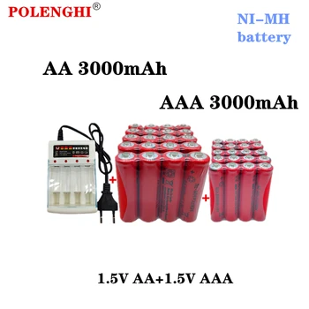 POLENGHI 8-40шт 1.5V AAA 3000mAh + 1.5 V AA 3000mAh никель-водородный предварительно заряженный аккумулятор + зарядное устройство, используется для игрушек с микрофоном
