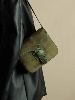 Зеленая мода Ретро Простая женская сумка из замши и натуральной кожи, приятная повседневная женская сумка через плечо из натуральной кожи подмышками