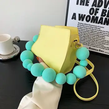 Сумки инди-дизайна для женщин, трендовая желтая сумка через плечо из искусственной кожи геометрической формы, модная шикарная персонализированная сумка через плечо с пузырчатым шаром