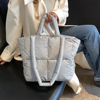 Роскошная Женская сумка-шоппер из блестящей ткани, дизайнерская космическая хлопчатобумажная сумка через плечо, женская дорожная сумка большой емкости, бренд Sac