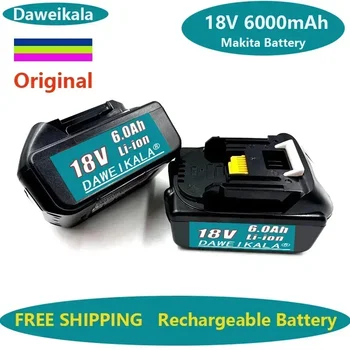 2023 Оригинальная Аккумуляторная Батарея 18V 6000mAh Литий-ионная для Makita 18V 18650 BL1860 BL1850BL1840 BL1830 BL1860B + Зарядное устройство 4A