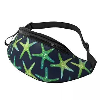 Поясная сумка Зеленая морская звезда, изображение морского существа, поясная сумка из полиэстера, спортивная сумка Рыбака