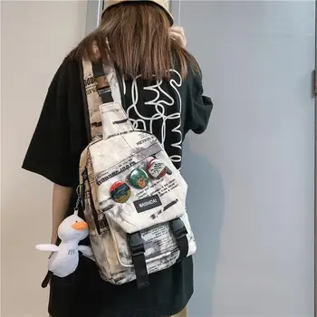Женская сумка через плечо с японскими граффити большой емкости 2022, новая студенческая сумка через плечо, модная пара, повседневная нагрудная сумка