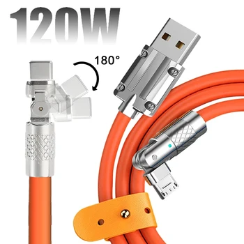 120 Вт 6A Сверхбыстрая зарядка Micro USB Type C Кабель зарядного устройства для Samsung Xiaomi Huawei Универсальный кабель для передачи данных USB C