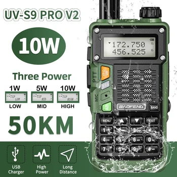 BaoFeng UV-S9 Pro V2 10 Вт Мощная UHF-УКВ Водонепроницаемая Портативная рация Дальнего действия UV-S9 Plus Портативная Ветчина Двухстороннее радио